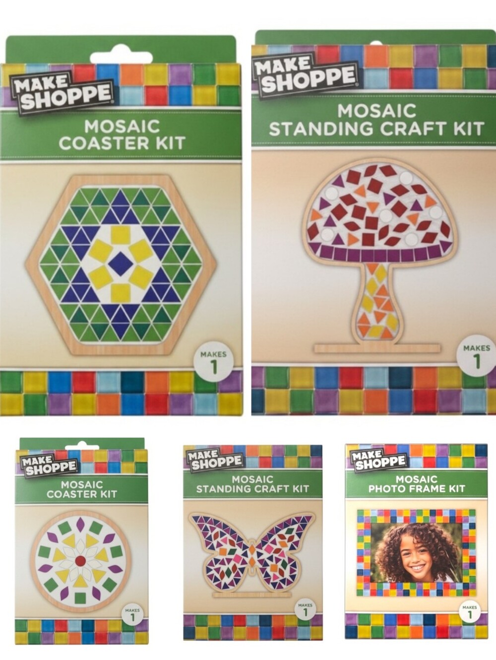 Arts & Craft Bundle Mosaic Craft Kits Colorful Multi-Design Set Summer Fun Play